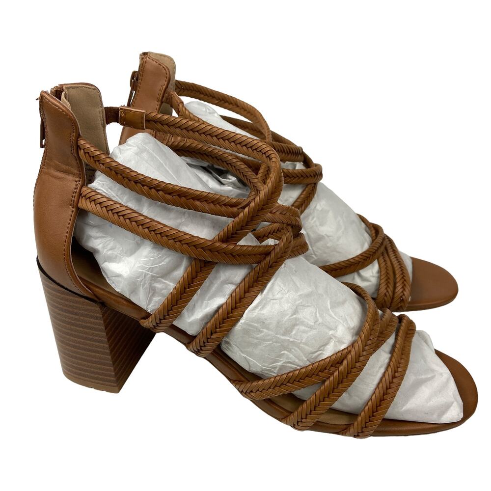 Market & Spruce NWOT Braided Strappy Block Heels Sandals SZ 11